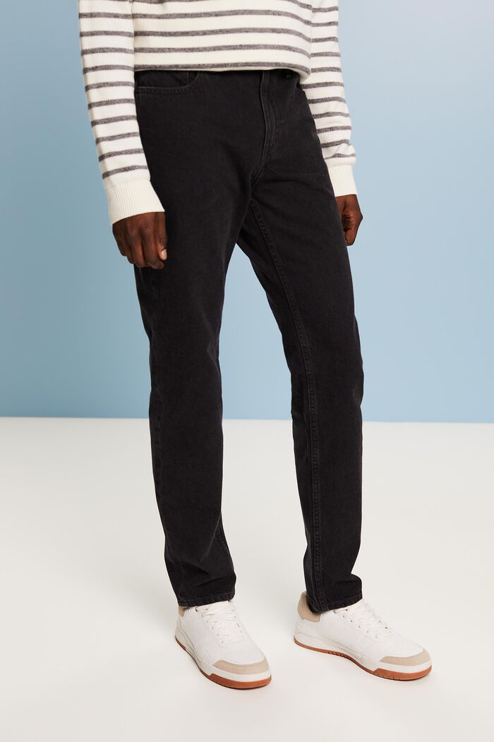 Slim-jeans, avsmalnande ben, medelhög midja, BLACK DARK WASHED, detail image number 0
