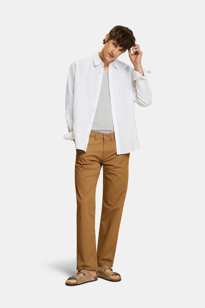 Button down-skjorta i blandad bomull och linne, WHITE, detail image number 1