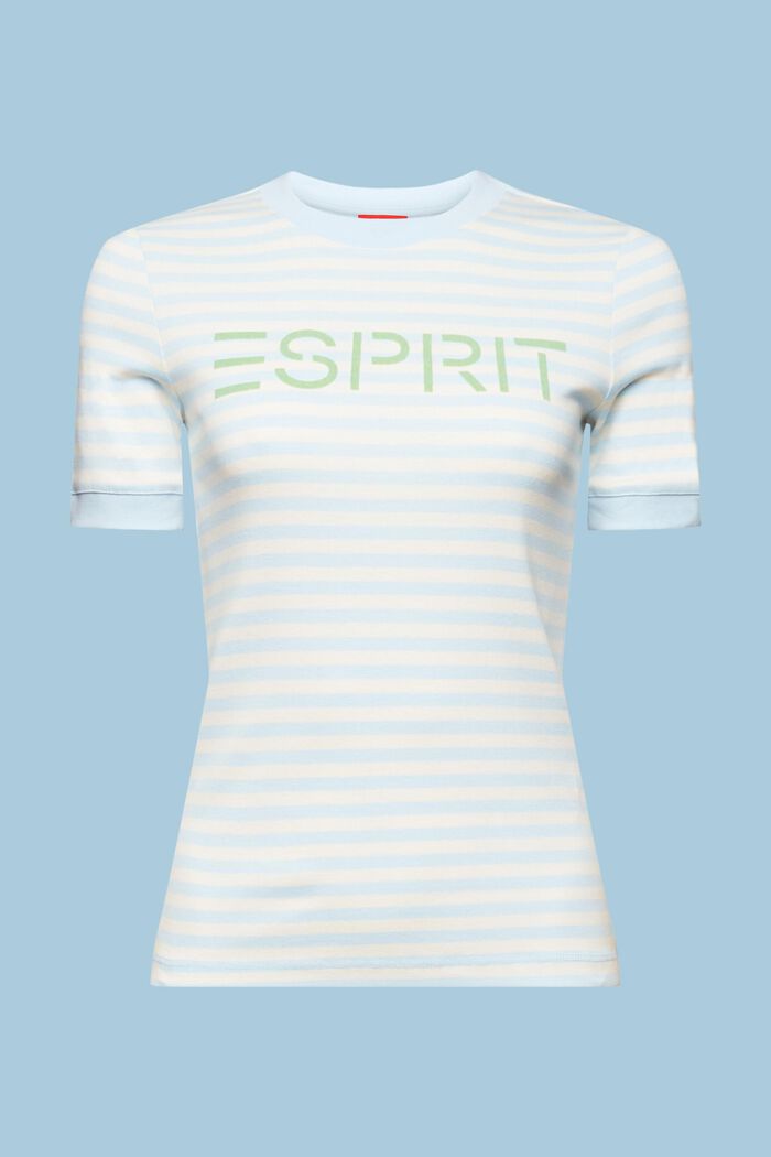 Randig bomulls-T-shirt med logotryck, OFF WHITE, detail image number 6