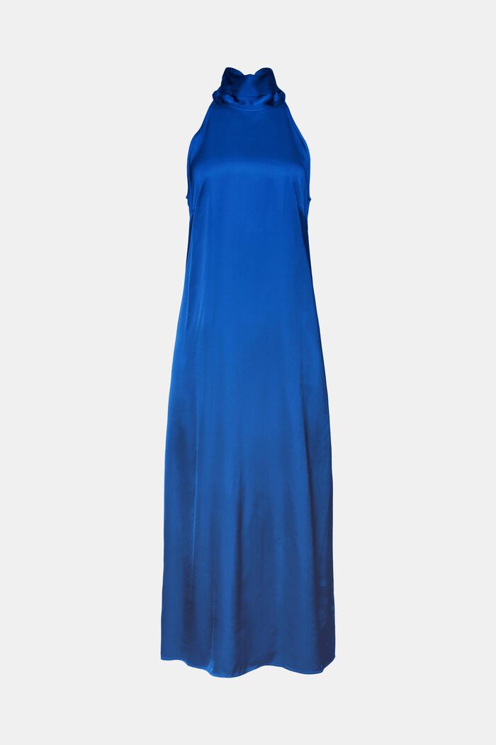 Maxiklänning i satin med halterneck, BRIGHT BLUE, detail image number 7