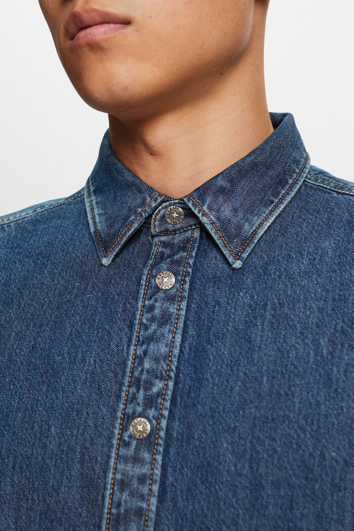 Jeansskjorta, 100% bomull, BLUE MEDIUM WASHED, detail image number 2