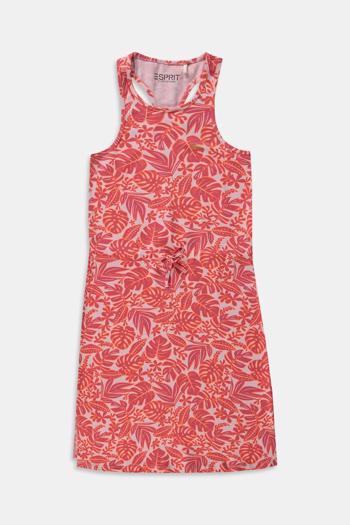 Klänning med tropiskt mönster, ORANGE RED, detail image number 0