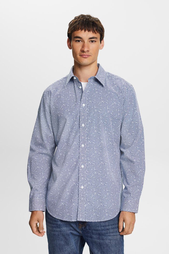 Mönstrad skjorta, 100% bomull, WHITE, detail image number 1