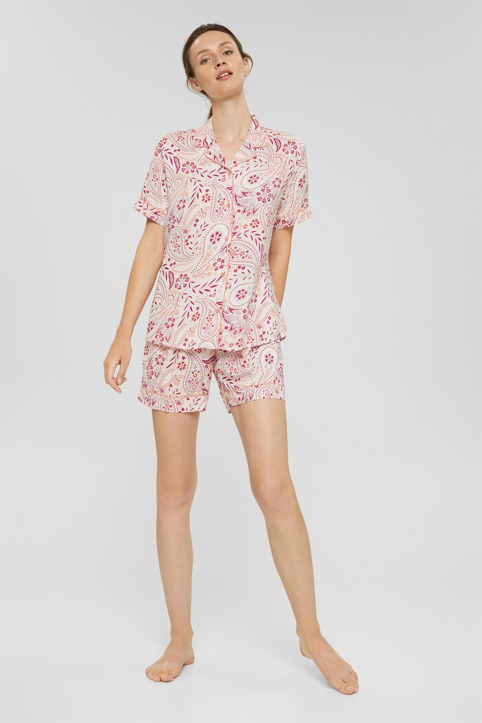 Kort pyjamas i 100 % LENZING™ ECOVERO™, LIGHT PINK, detail image number 0