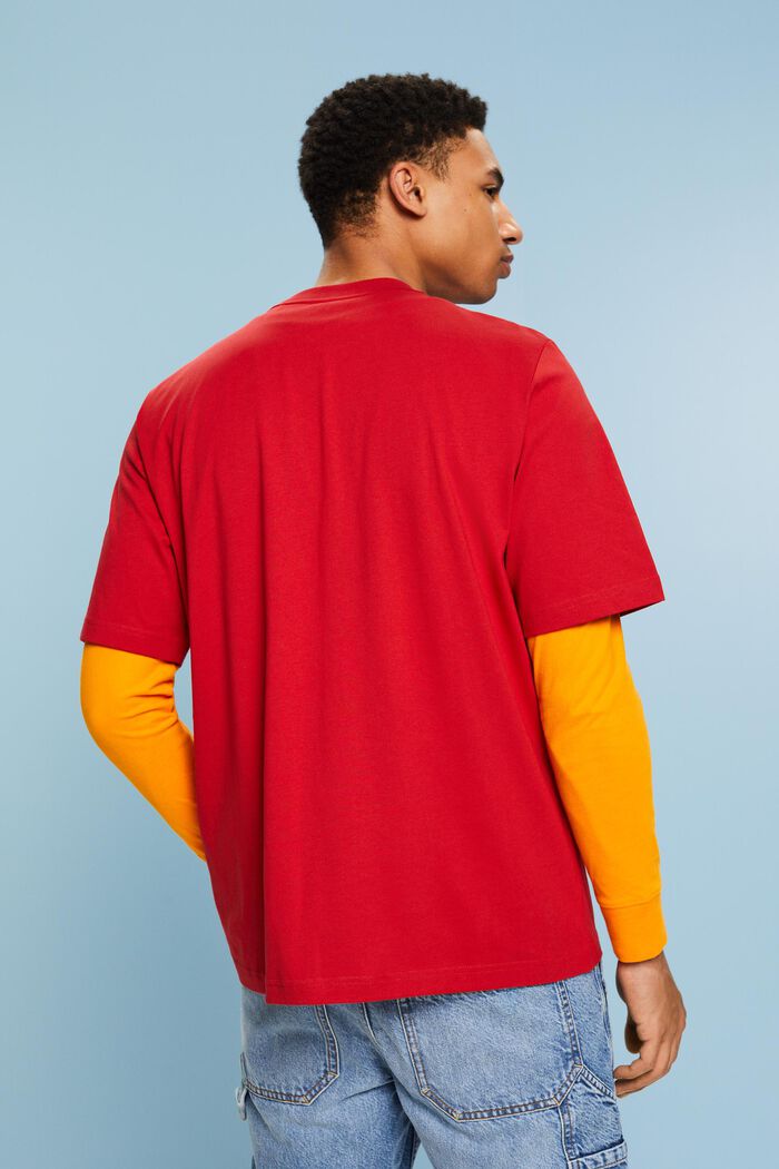 T-shirt i pimabomull med tryck, unisexmodell, DARK RED, detail image number 2