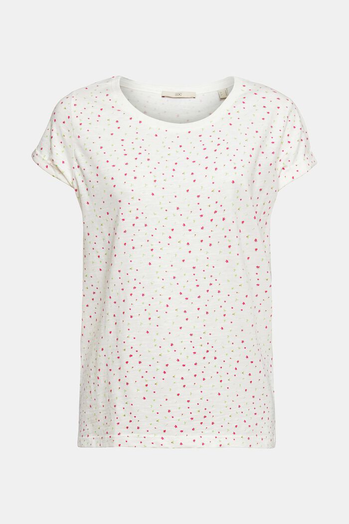 T-shirt med blomtryck, OFF WHITE, detail image number 6