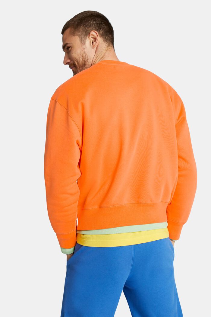 Unisex-sweatshirt i bomullsfleece med logo, CORAL ORANGE, detail image number 3