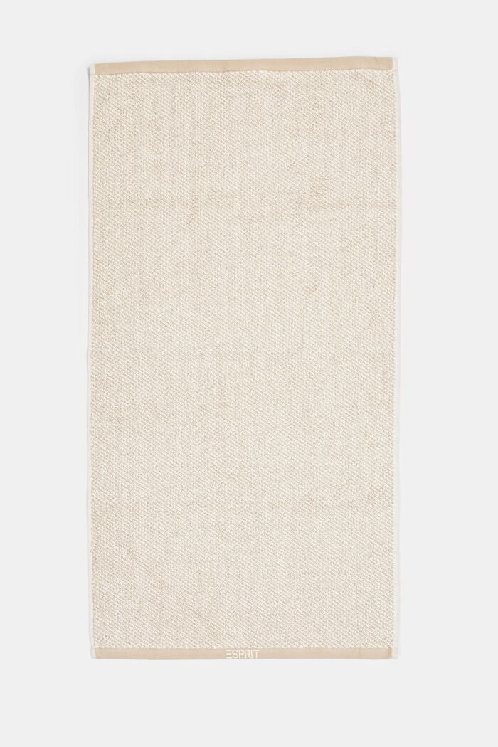 Melerad handduk, 100% bomull, SAND, detail image number 2