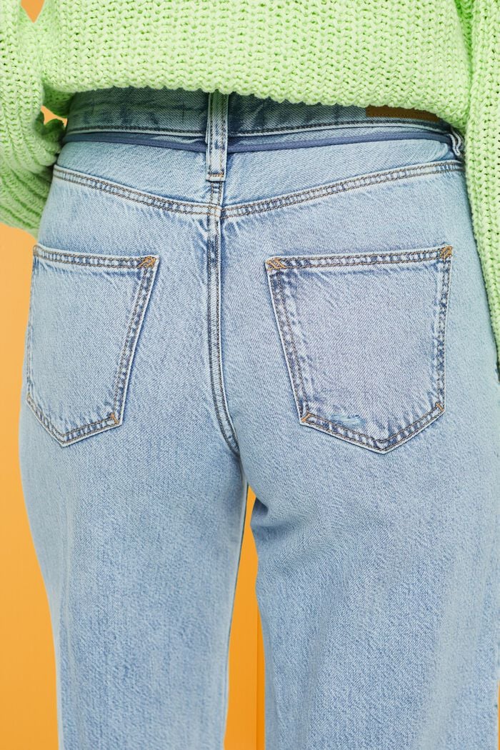 Jeans med vida ben och hög midja med skosnöresskärp, BLUE LIGHT WASHED, detail image number 4