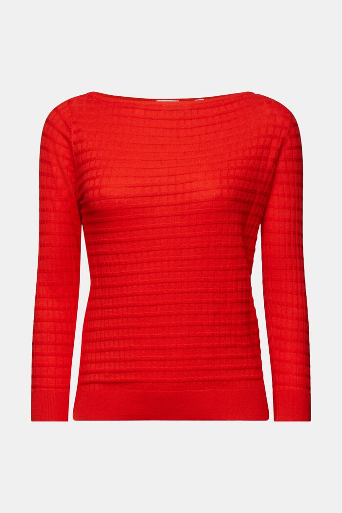 Strukturstickad tröja, RED, detail image number 6