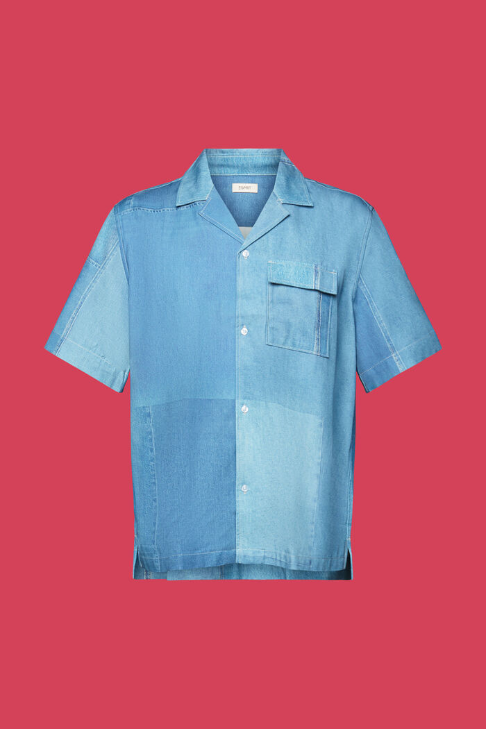 Skjorta med denimtryck runtom, BLUE MEDIUM WASHED, detail image number 7