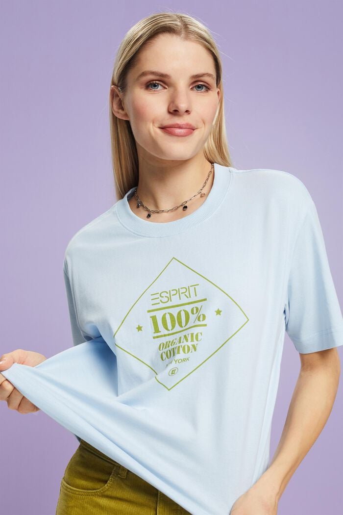 T-shirt i ekologisk bomull med tryck, PASTEL BLUE, detail image number 0