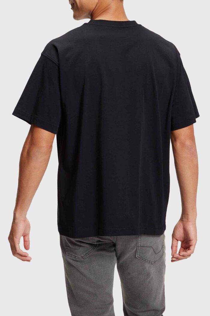 T-shirt med tätt landskapstryck, BLACK, detail image number 1