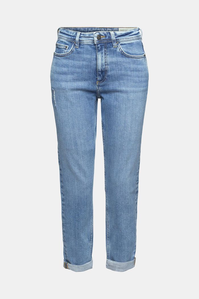 Ankelkorta jeans i bomullsstretch, BLUE LIGHT WASHED, detail image number 6