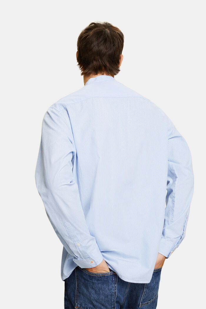 Skjorta med kritstrecksmönster och mandarinkrage, GREY BLUE, detail image number 3