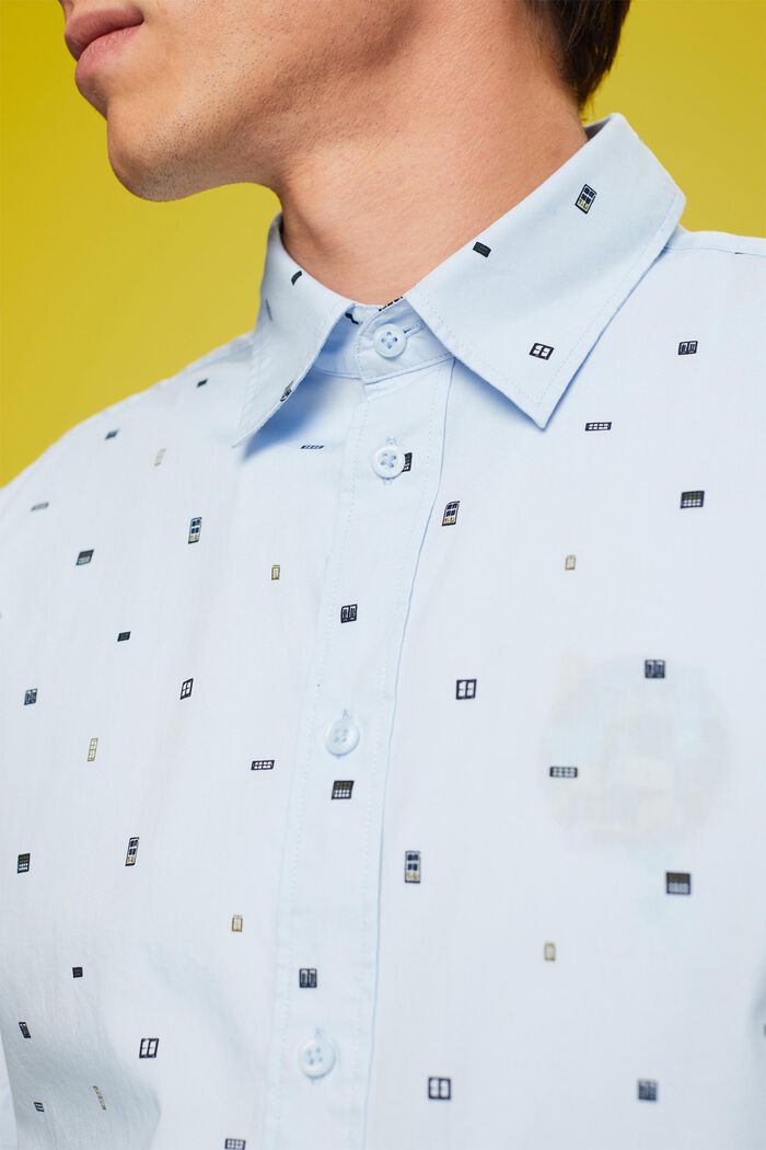 Mönstrad kortärmad skjorta, 100 % bomull, PASTEL BLUE, detail image number 2
