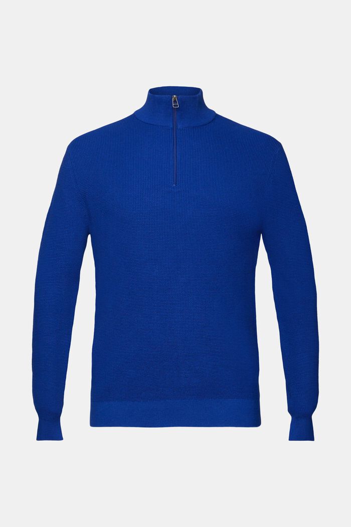 Half Zip-tröja av bomull, BRIGHT BLUE, detail image number 6