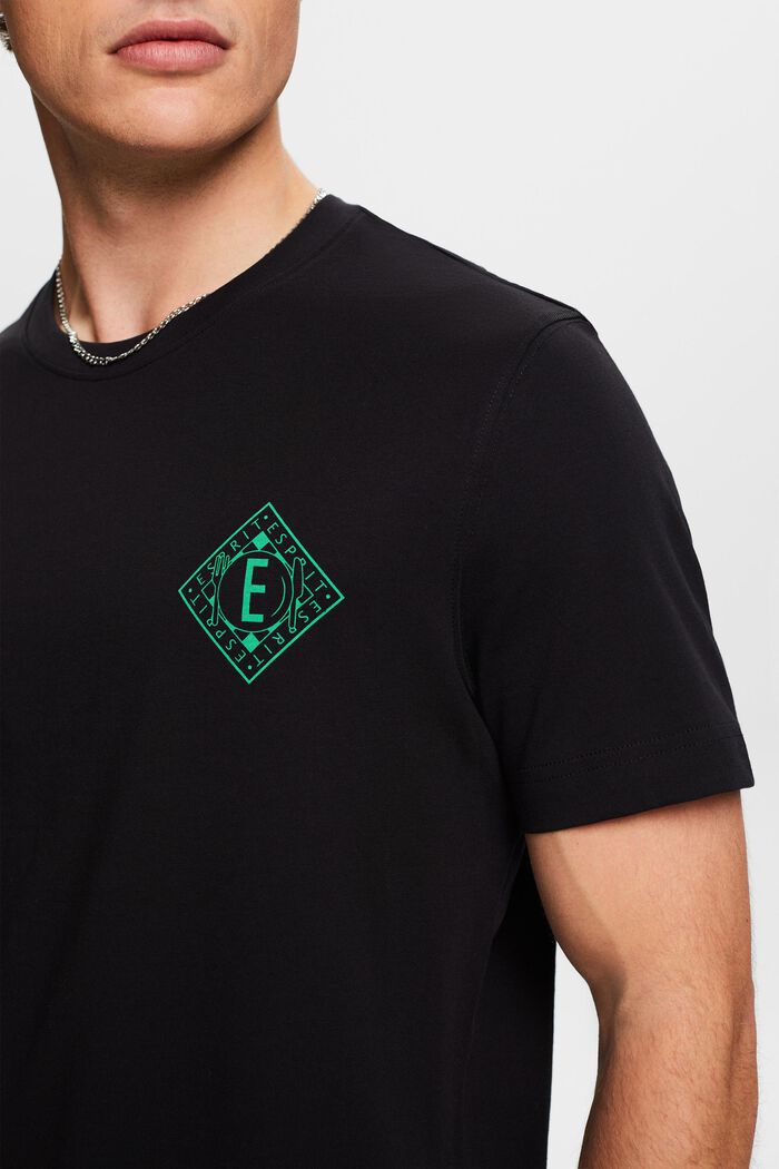 T-shirt i bomullsjersey med logo, BLACK, detail image number 3
