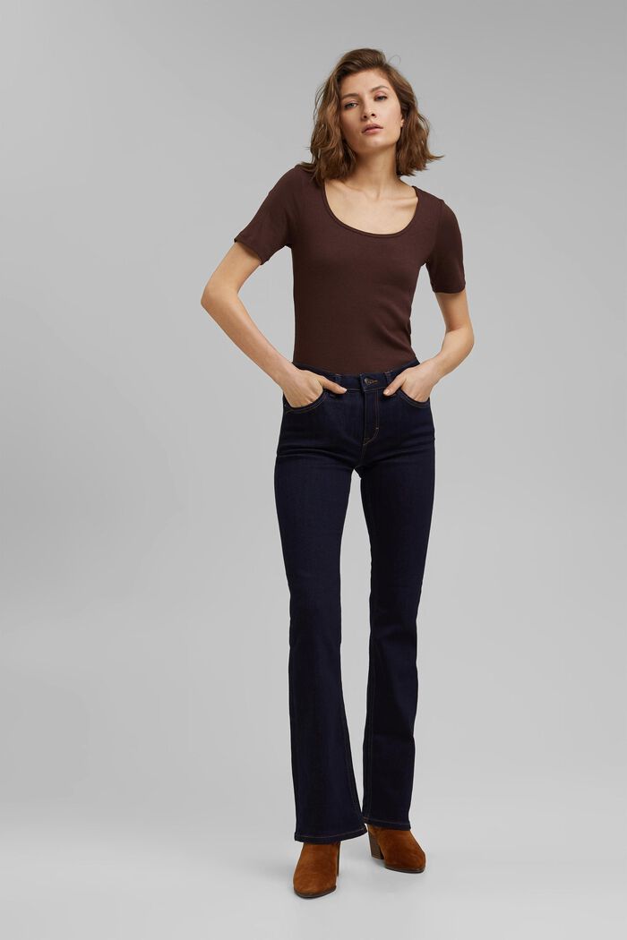 Bootcut-jeans i basmodell med ekobomull, BLUE RINSE, detail image number 7