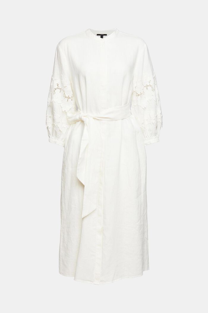 I linne: Skjortblusklänning med knytskärp, OFF WHITE, detail image number 6