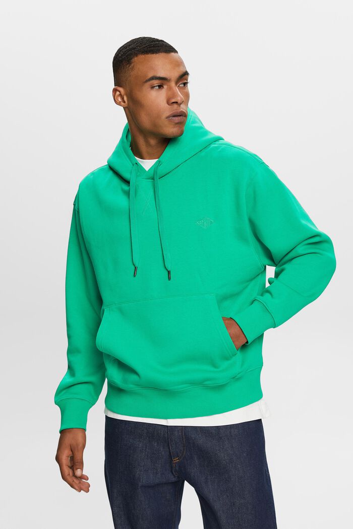 Sweatshirt med huva och logobroderi, GREEN, detail image number 0