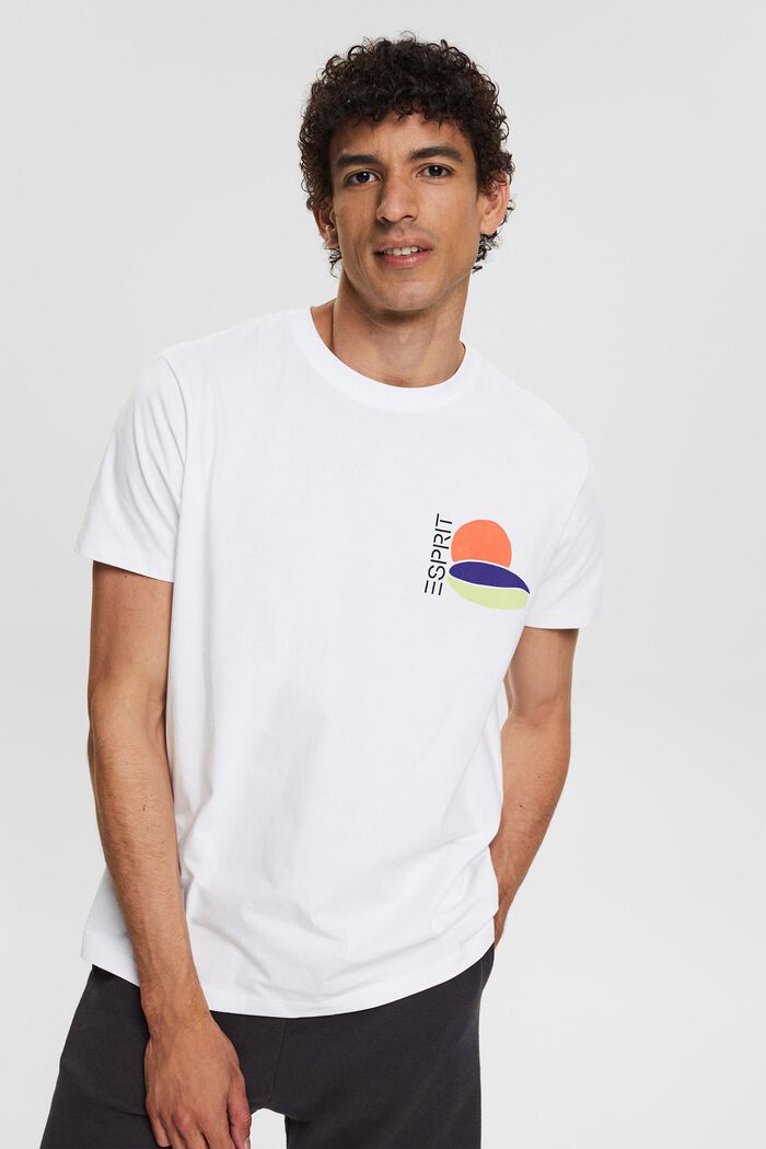 T-shirt i jersey med tryck i ryggen, WHITE, overview