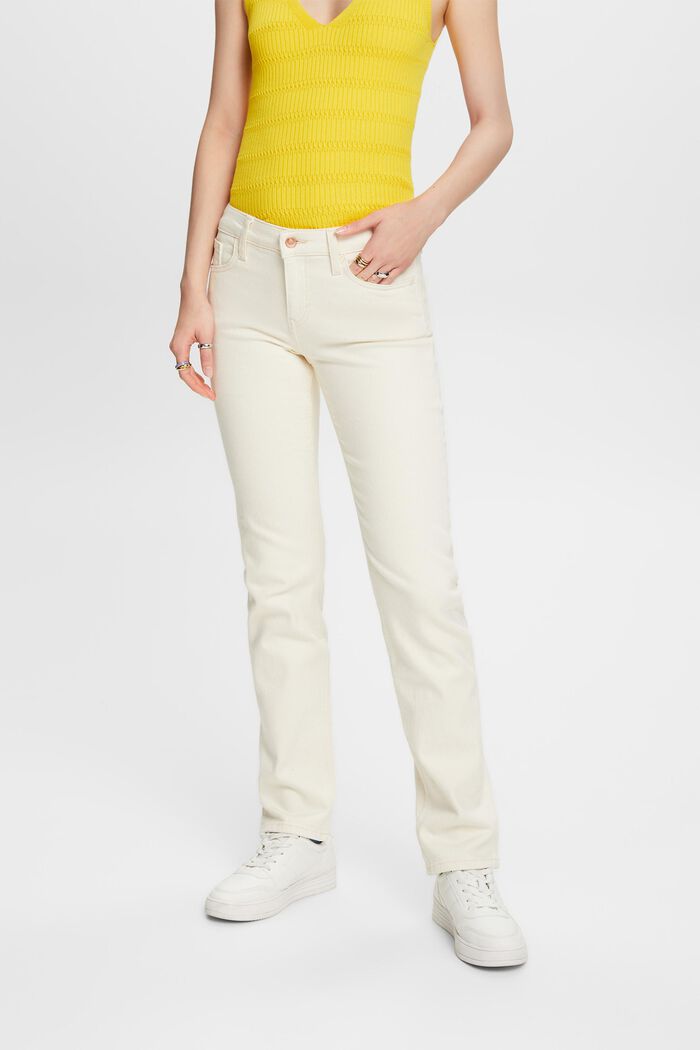 Raka jeans med medelhög midja, OFF WHITE, detail image number 0