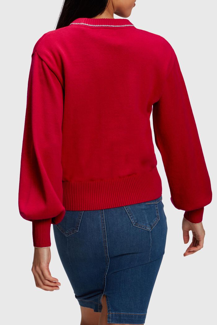 Puffärmad tröja med kaschmir, RED, detail image number 1