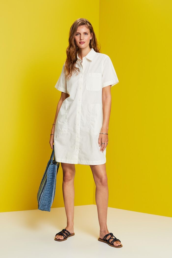 Mini-skjortklänning, 100% bomull, OFF WHITE, detail image number 1