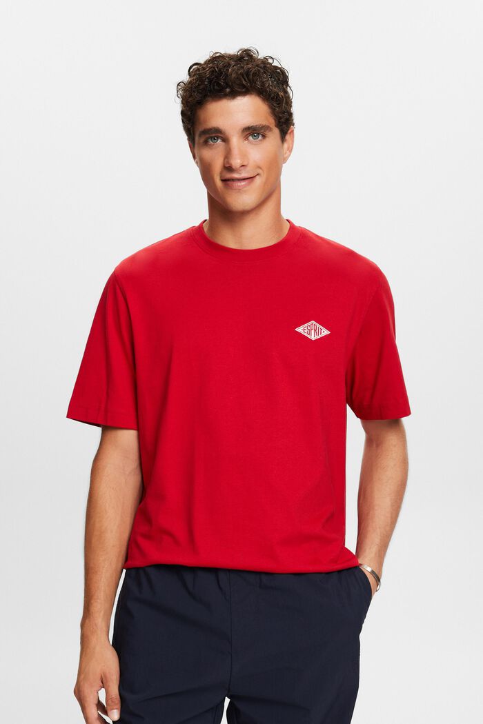 Kortärmad T-shirt med logo, DARK RED, detail image number 2