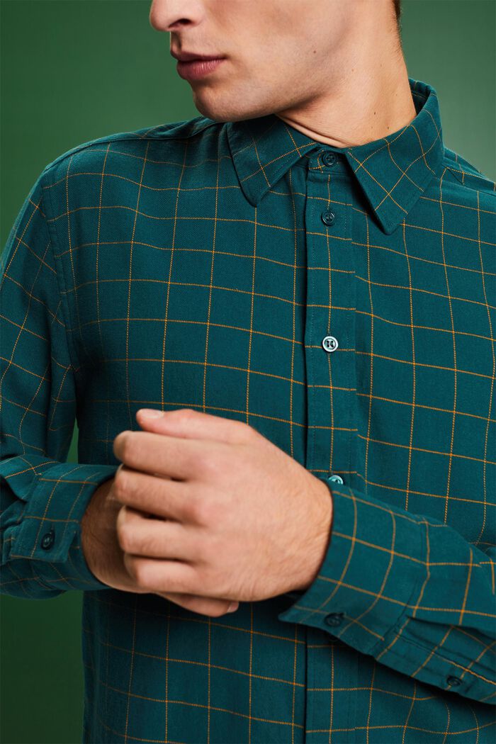 Rutig flanellskjorta med normal passform, EMERALD GREEN, detail image number 3