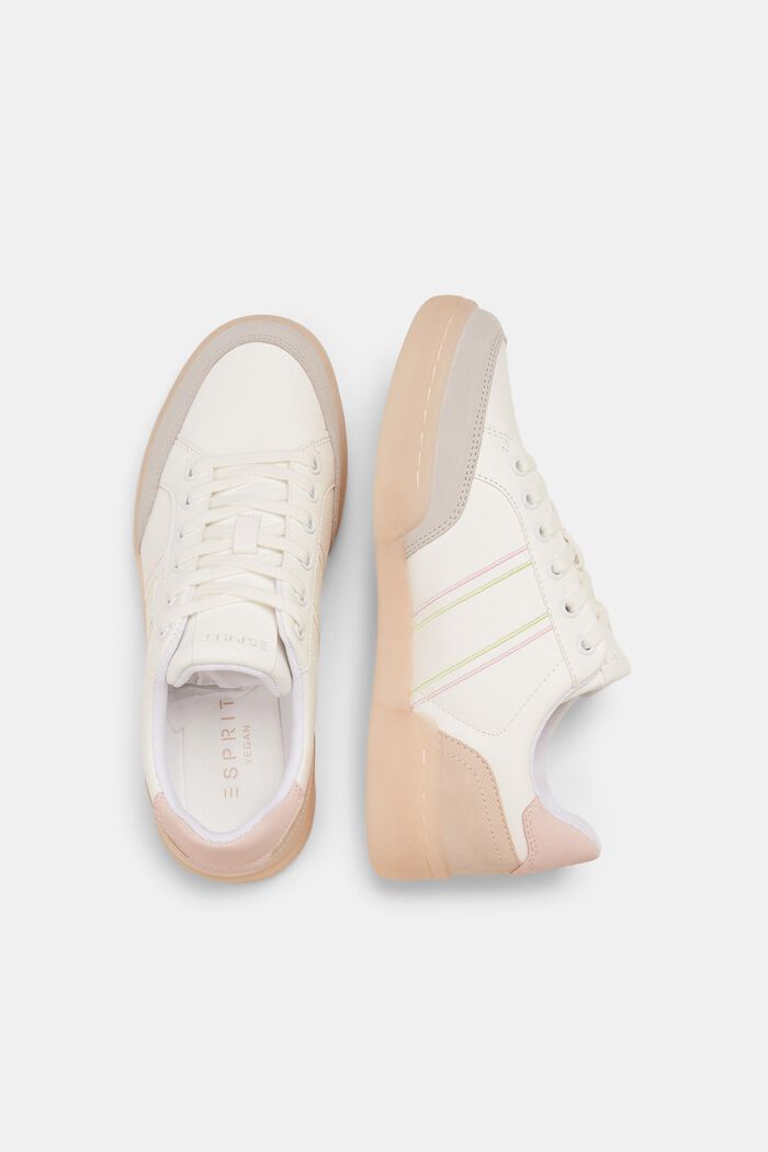 Sneakers i skinnimitation med färgad sula, OFF WHITE, detail image number 4