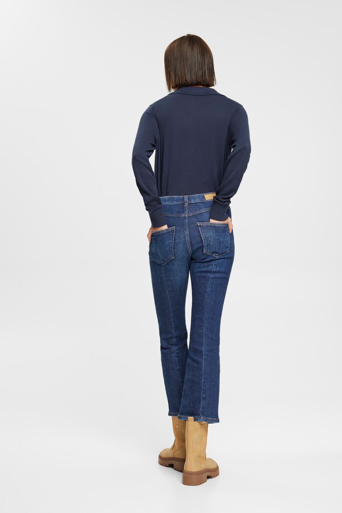 Kortare jeans med kick flare, BLUE DARK WASHED, detail image number 5