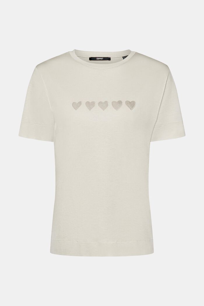 T-shirt med tryck på bröstet, LIGHT TAUPE, detail image number 6