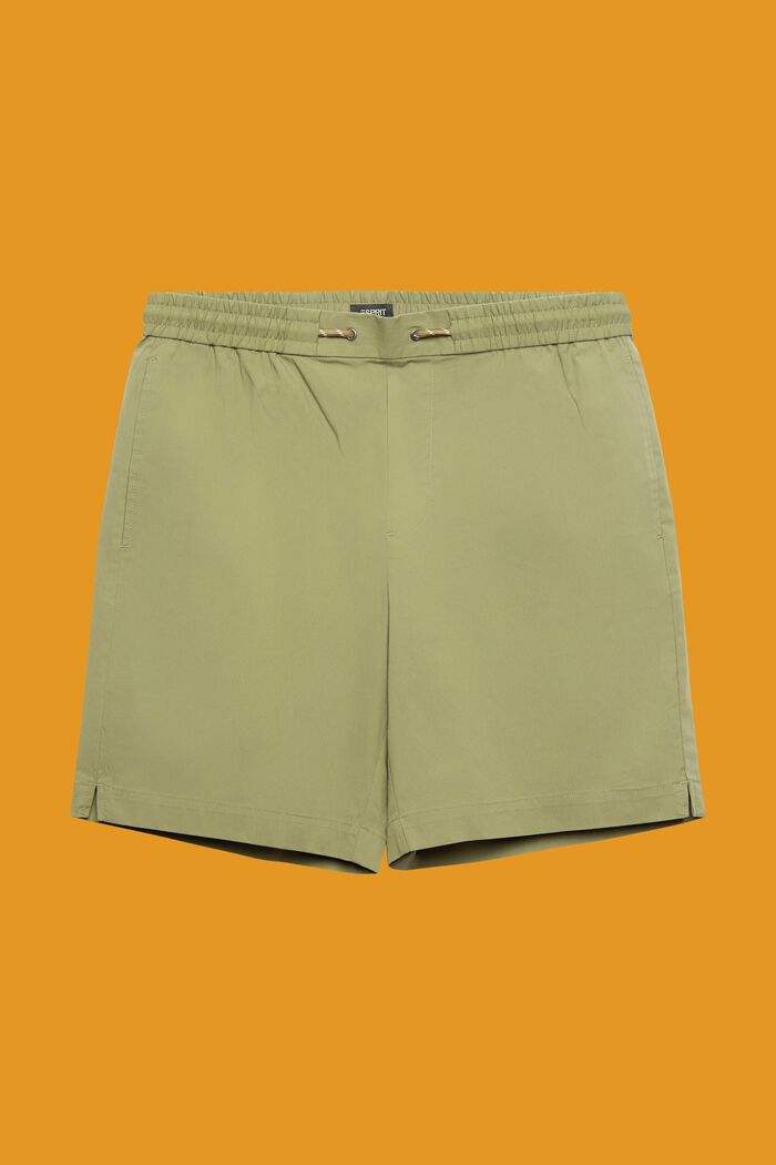 Dra-på-shorts i bomullspoplin, LIGHT KHAKI, detail image number 7
