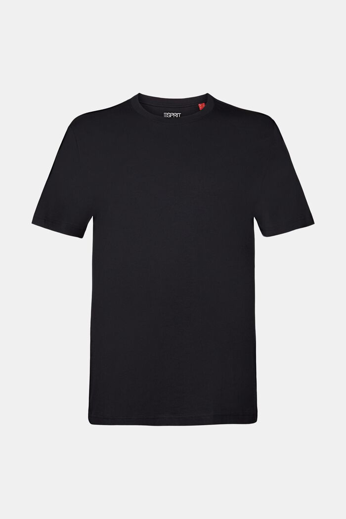 T-shirt i pimabomull-jersey med rund ringning, BLACK, detail image number 6