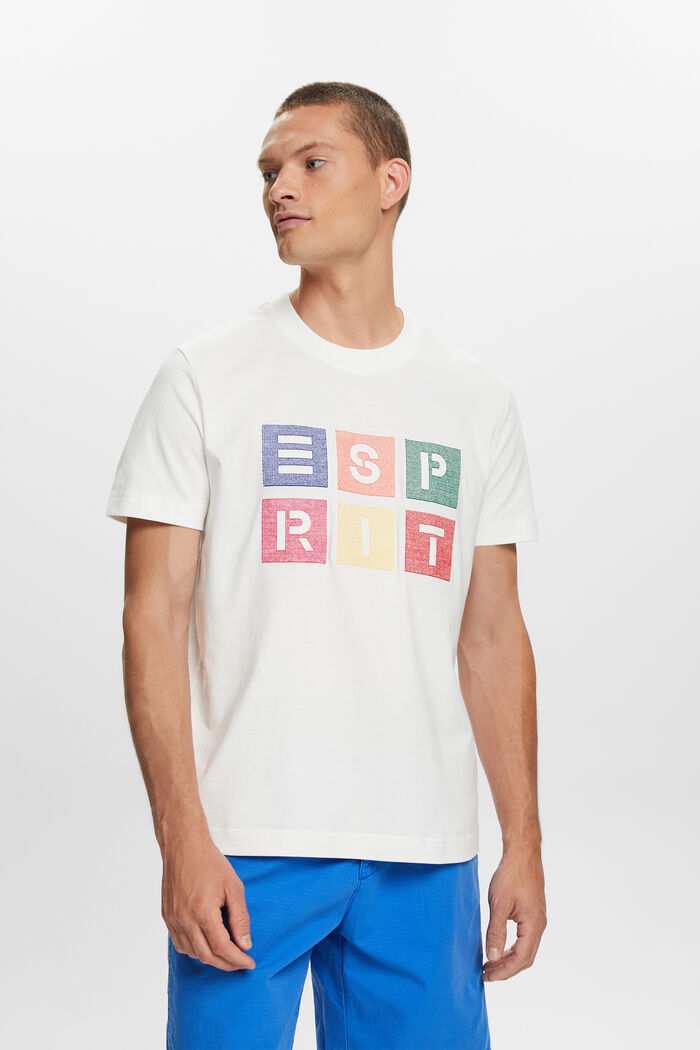 T-shirt i bomull med logotryck, OFF WHITE, detail image number 0