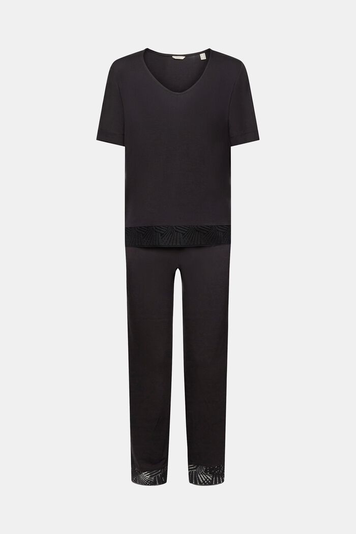 Pyjamasset med spets, LENZING™ ECOVERO™, BLACK, detail image number 5