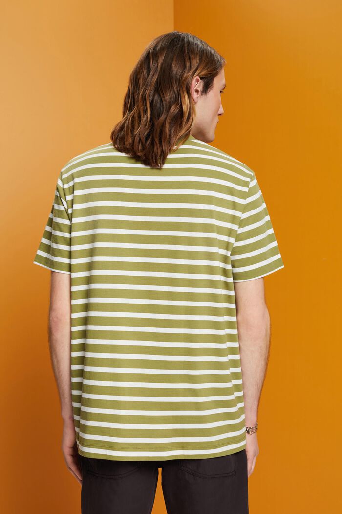 Randig T-shirt i hållbar bomull, LEAF GREEN, detail image number 3