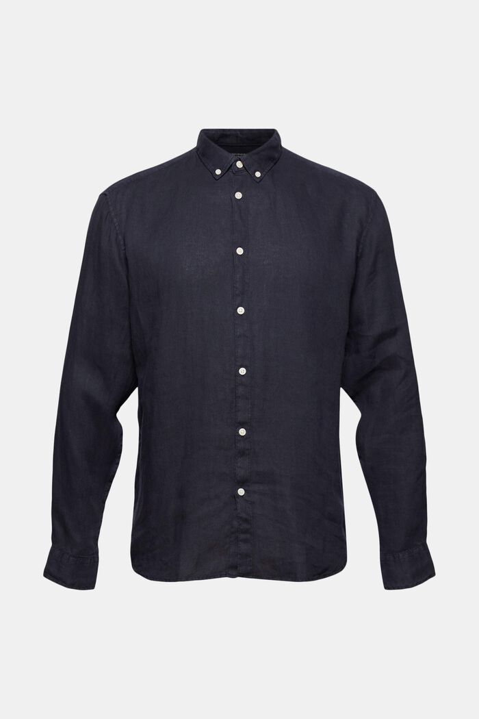 Button-down-skjorta, 100% linne