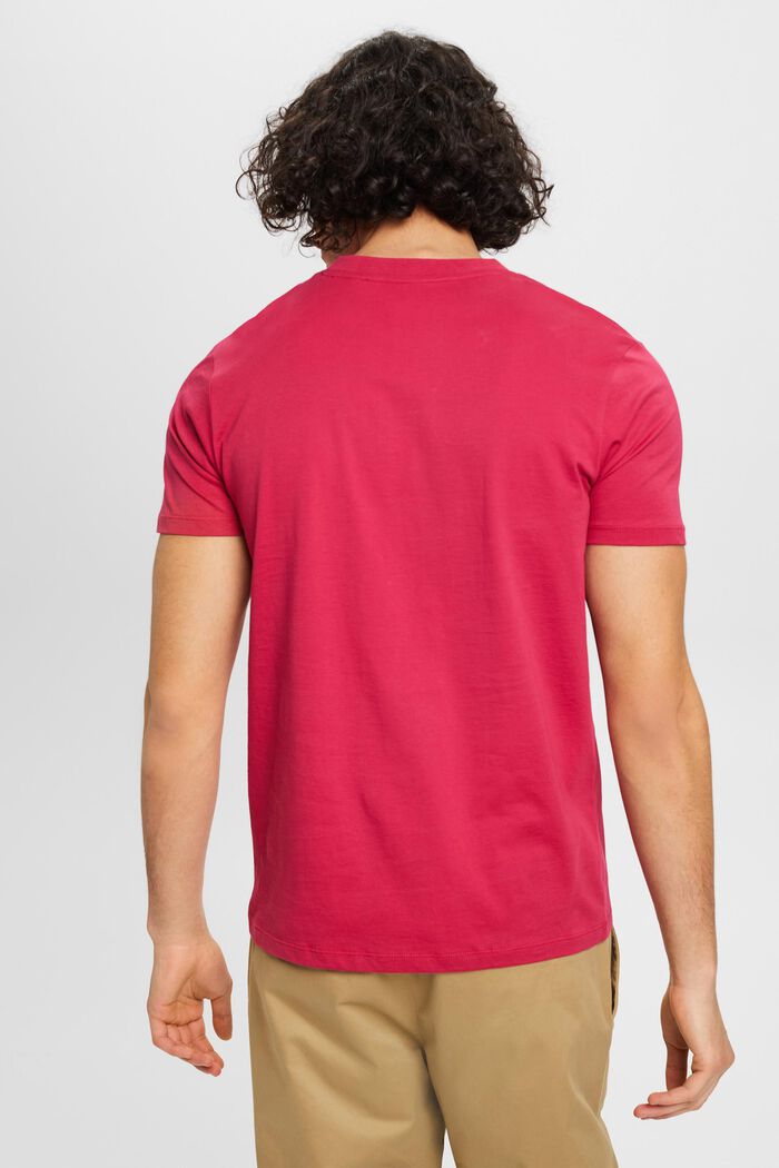 V-ringad T-shirt i bomull med smal passform, DARK PINK, detail image number 3