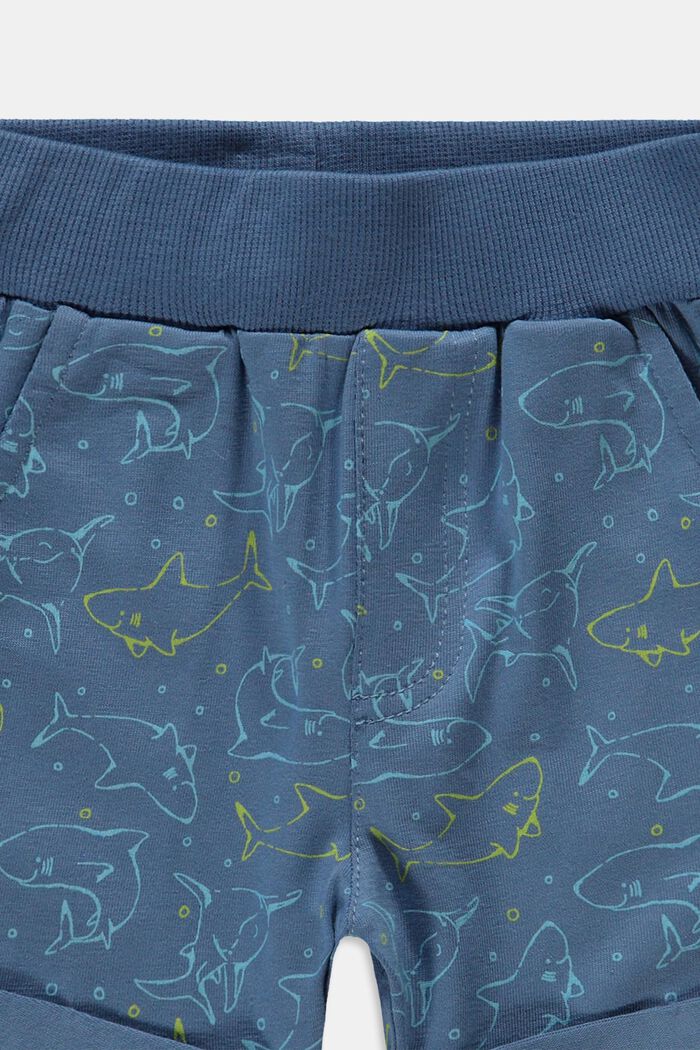 Jerseyshorts med tryck av ekologisk bomull, GREY BLUE, detail image number 2