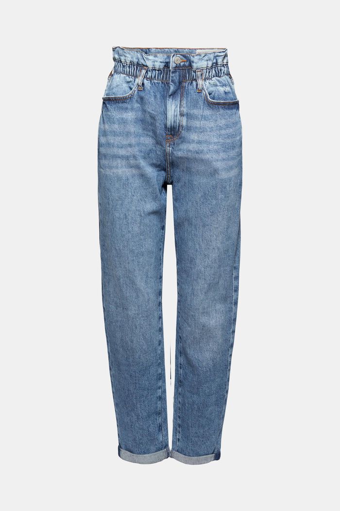 Jeans med resårlinning, i ekobomullsmix, BLUE MEDIUM WASHED, detail image number 6