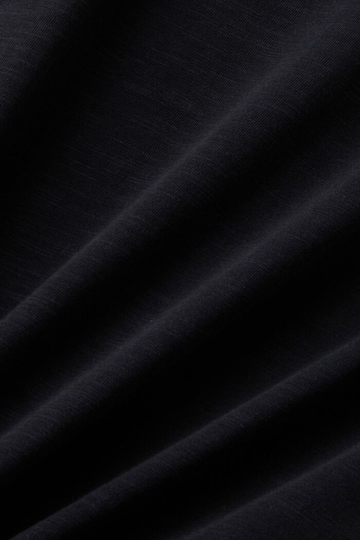 Bomulls-T-shirt med djup och vid ringning, BLACK, detail image number 5