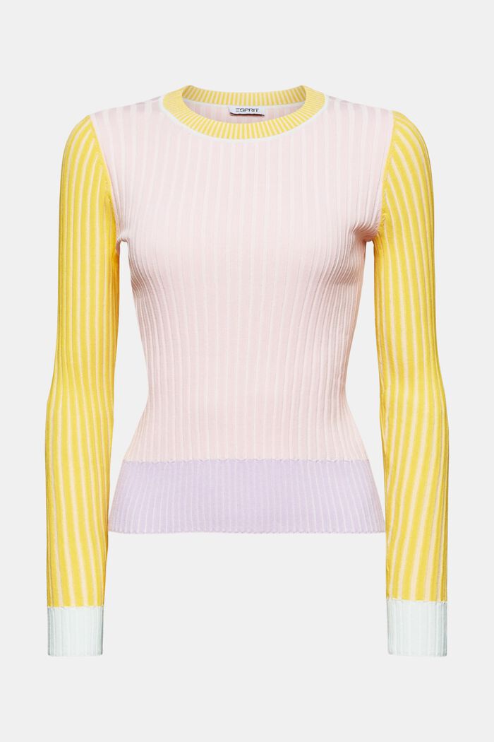 Ribbad tröja med färgblock, PASTEL PINK, detail image number 5
