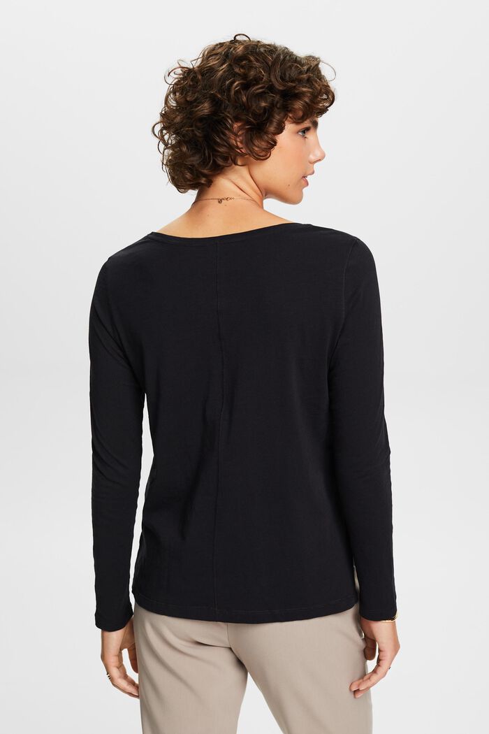 Långärmad jersey-T-shirt, 100% bomull, BLACK, detail image number 3