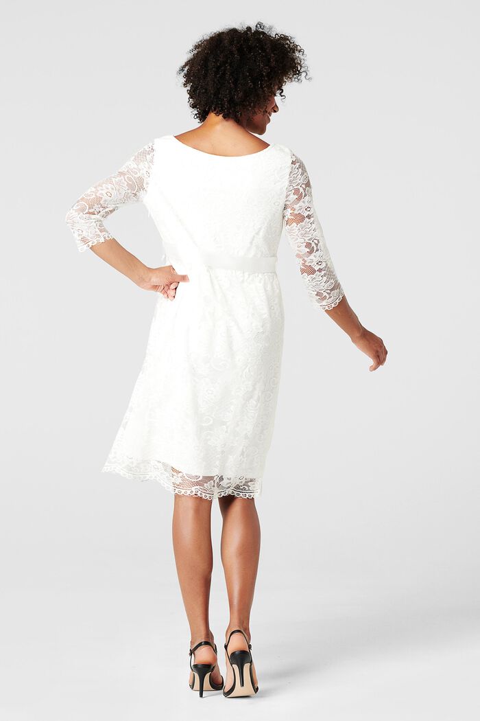 Blommig spetsklänning med knytskärp, BRIGHT WHITE, detail image number 1