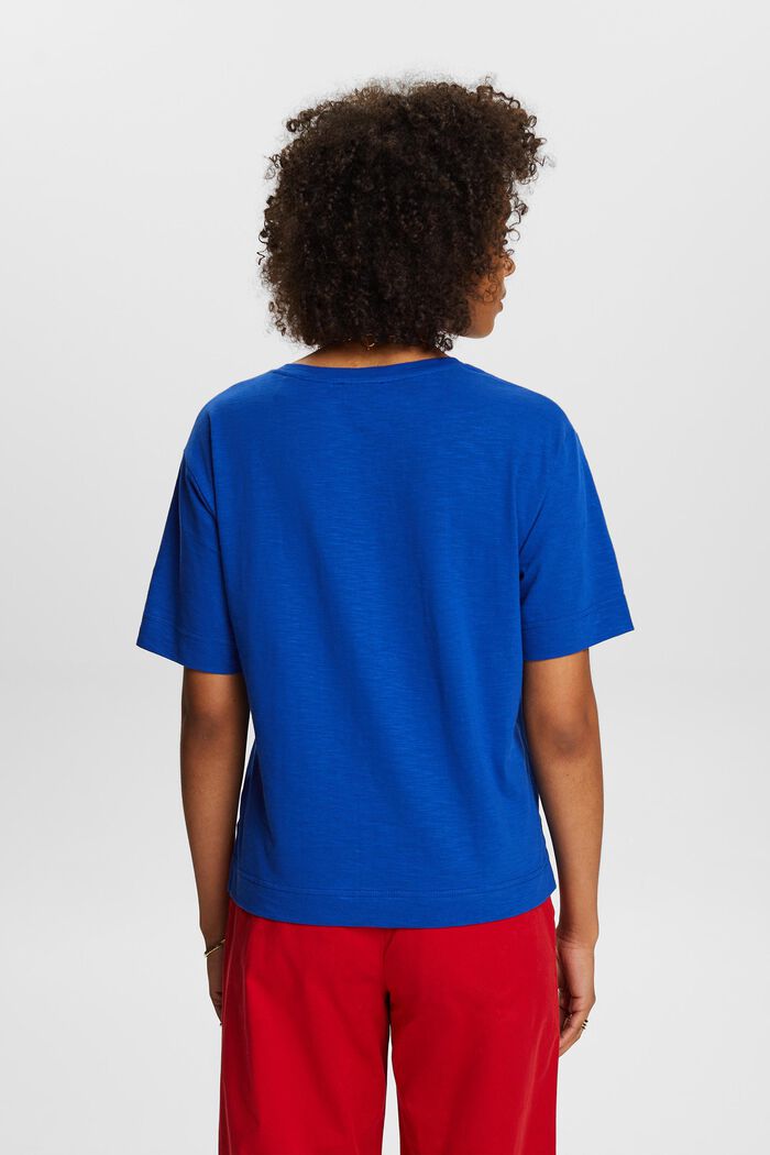 V-ringad T-shirt med slubstruktur, BRIGHT BLUE, detail image number 2