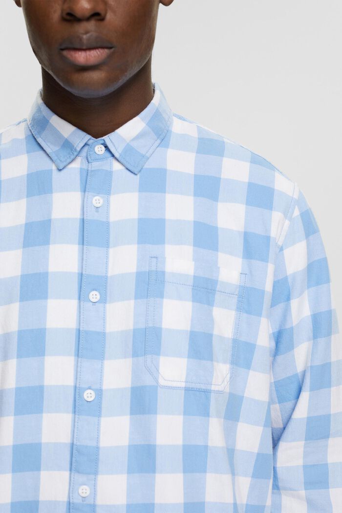 Vichyrutig flanellskjorta i hållbar bomull, BRIGHT BLUE, detail image number 2