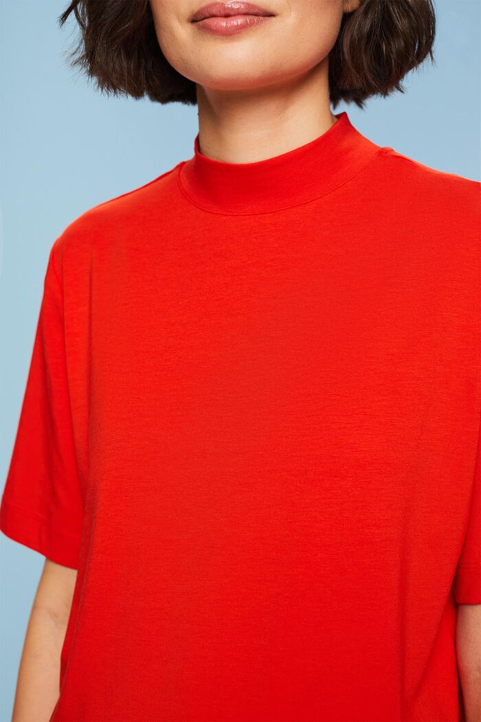T-shirt i jersey med halvpolokrage, RED, detail image number 2